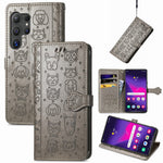 For Samsung Galaxy S25 Ultra Leather Wallet Case Flip Phone Cover with Cute Cat Dog Pattern