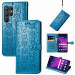 For Samsung Galaxy S25 Ultra Leather Wallet Case Flip Phone Cover with Cute Cat Dog Pattern