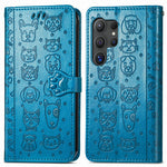 For Samsung Galaxy S25 Ultra Leather Wallet Case Flip Phone Cover with Cute Cat Dog Pattern