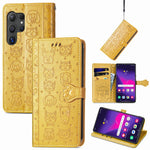 For Samsung Galaxy S25 Ultra Leather Wallet Case Flip Phone Cover with Cute Cat Dog Pattern