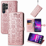 For Samsung Galaxy S25 Ultra Leather Wallet Case Flip Phone Cover with Cute Cat Dog Pattern