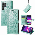 For Samsung Galaxy S25 Ultra Leather Wallet Case Flip Phone Cover with Cute Cat Dog Pattern