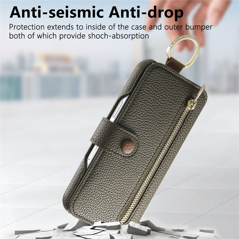 Samsung Galaxy A05 4G-skal RFID-blockerande dragkedja plånbok PU-läder mobilskal