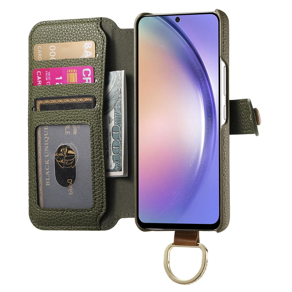Samsung Galaxy A05 4G-skal RFID-blockerande dragkedja plånbok PU-läder mobilskal