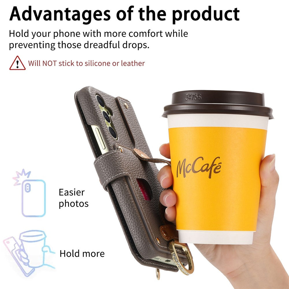 Til Samsung Galaxy A05s 4G Cover RFID Blokerende Lynlås Pung PU Læder Mobilcover