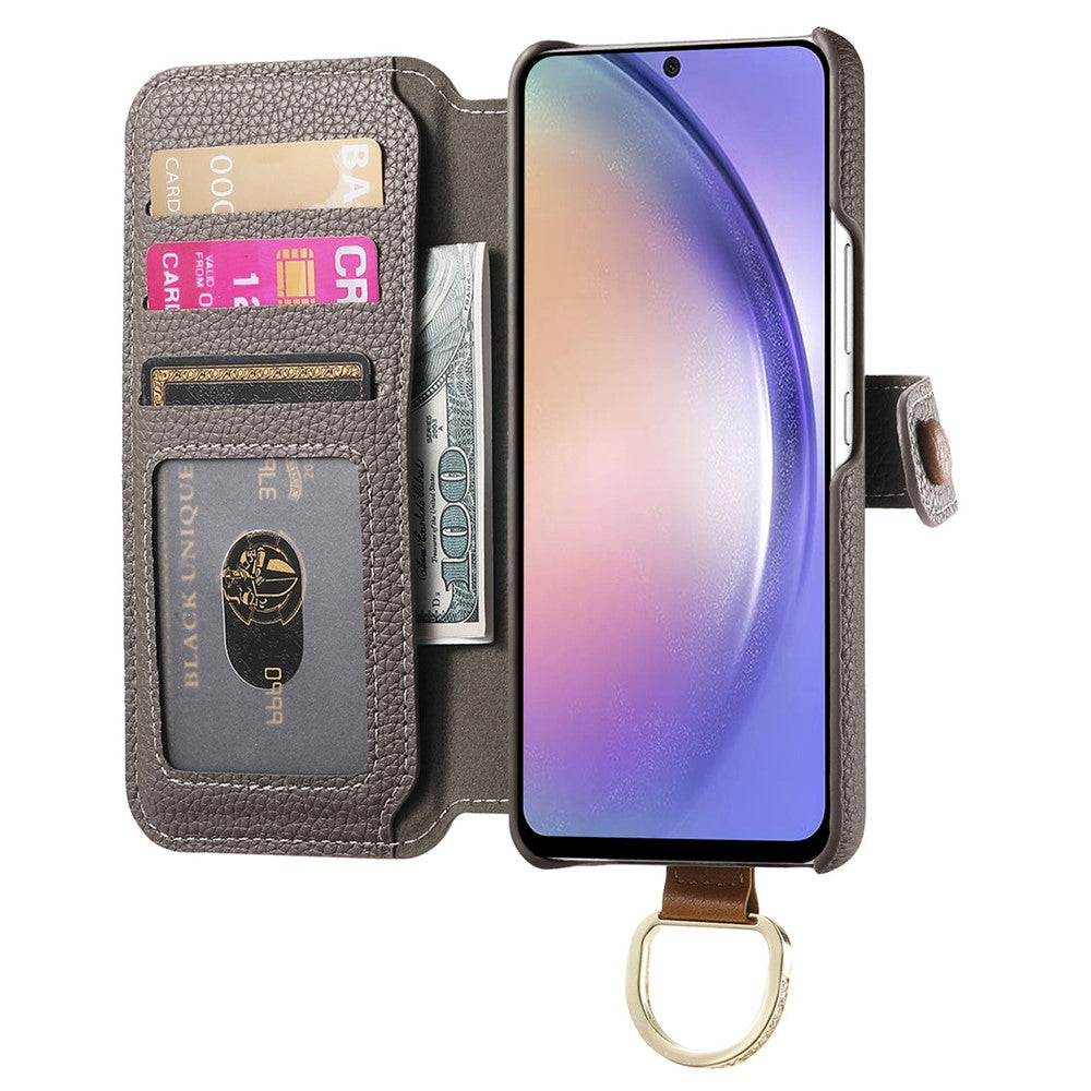 Til Samsung Galaxy A05s 4G Cover RFID Blokerende Lynlås Pung PU Læder Mobilcover