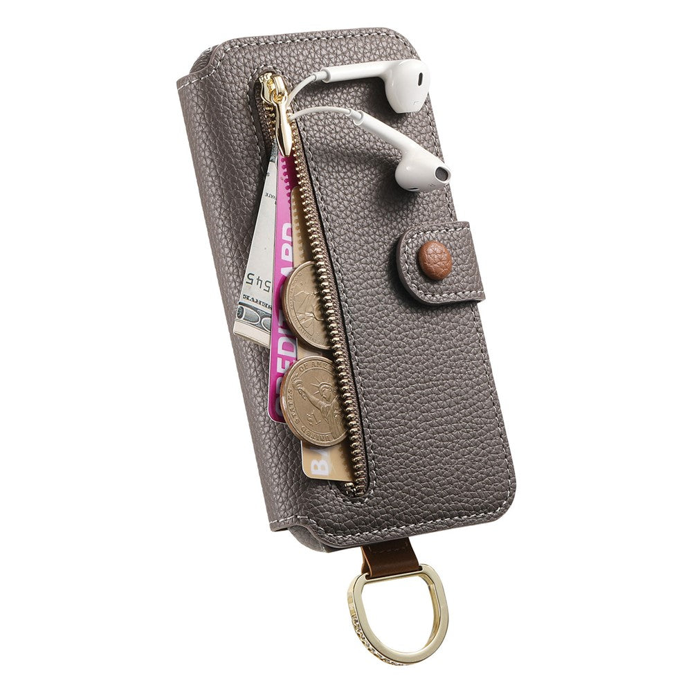 Til Samsung Galaxy A05s 4G Cover RFID Blokerende Lynlås Pung PU Læder Mobilcover