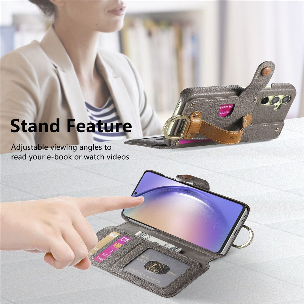 Til Samsung Galaxy A05s 4G Cover RFID Blokerende Lynlås Pung PU Læder Mobilcover