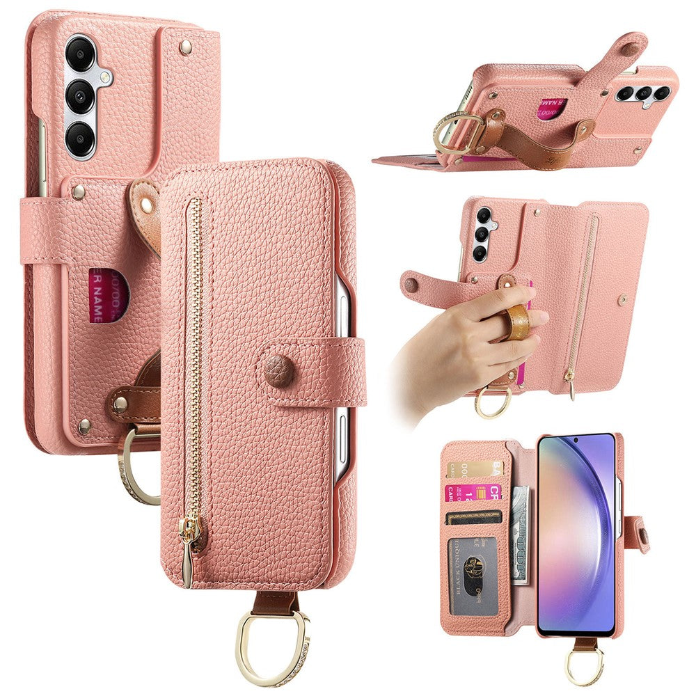 For Samsung Galaxy A25 5G (Global) (161.0 x 76.5 x 8.3mm) Case RFID Blocking Zipper Wallet PU Leather Mobile Cover