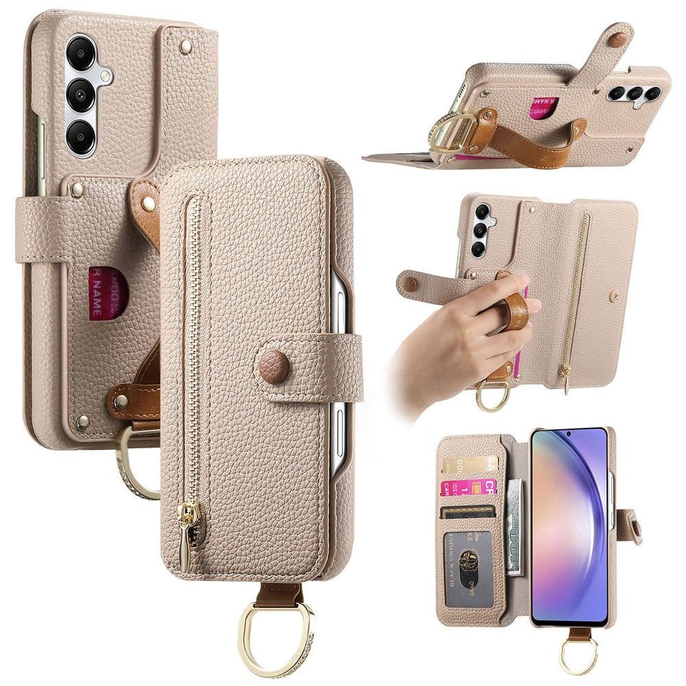 For Samsung Galaxy A25 5G (Global) (161.0 x 76.5 x 8.3mm) Case RFID Blocking Zipper Wallet PU Leather Mobile Cover