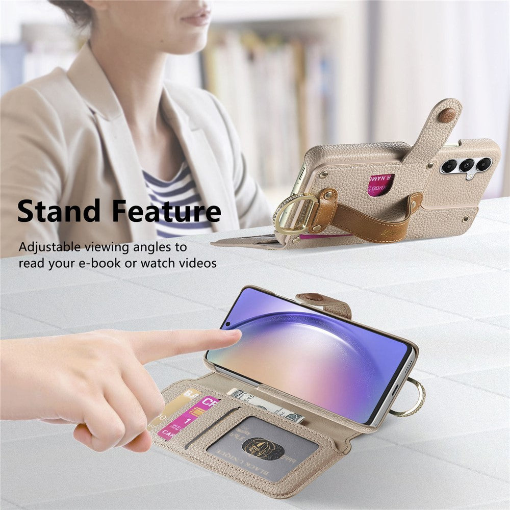 For Samsung Galaxy A25 5G (Global) (161.0 x 76.5 x 8.3mm) Case RFID Blocking Zipper Wallet PU Leather Mobile Cover
