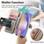 Til Samsung Galaxy A55 5G Cover RFID Blokerende Lynlås Pung PU Læder Mobilcover