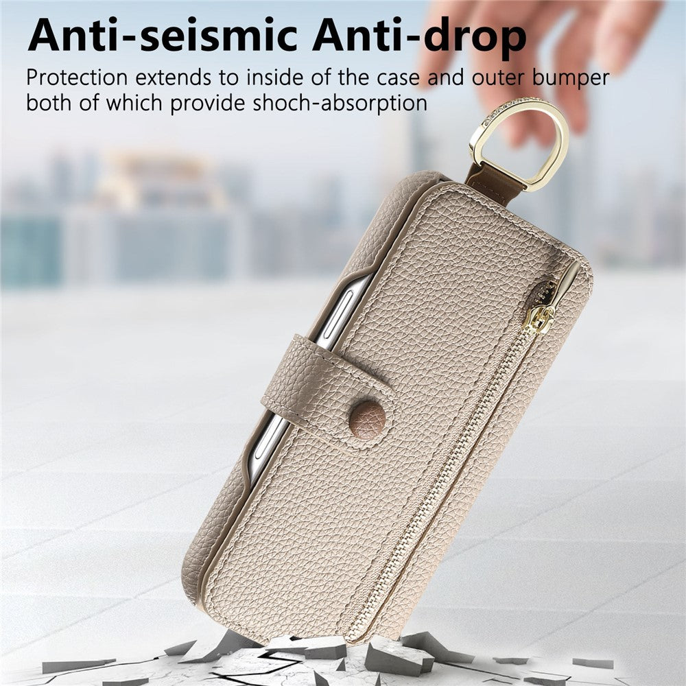 Til Samsung Galaxy A55 5G Cover RFID Blokerende Lynlås Pung PU Læder Mobilcover
