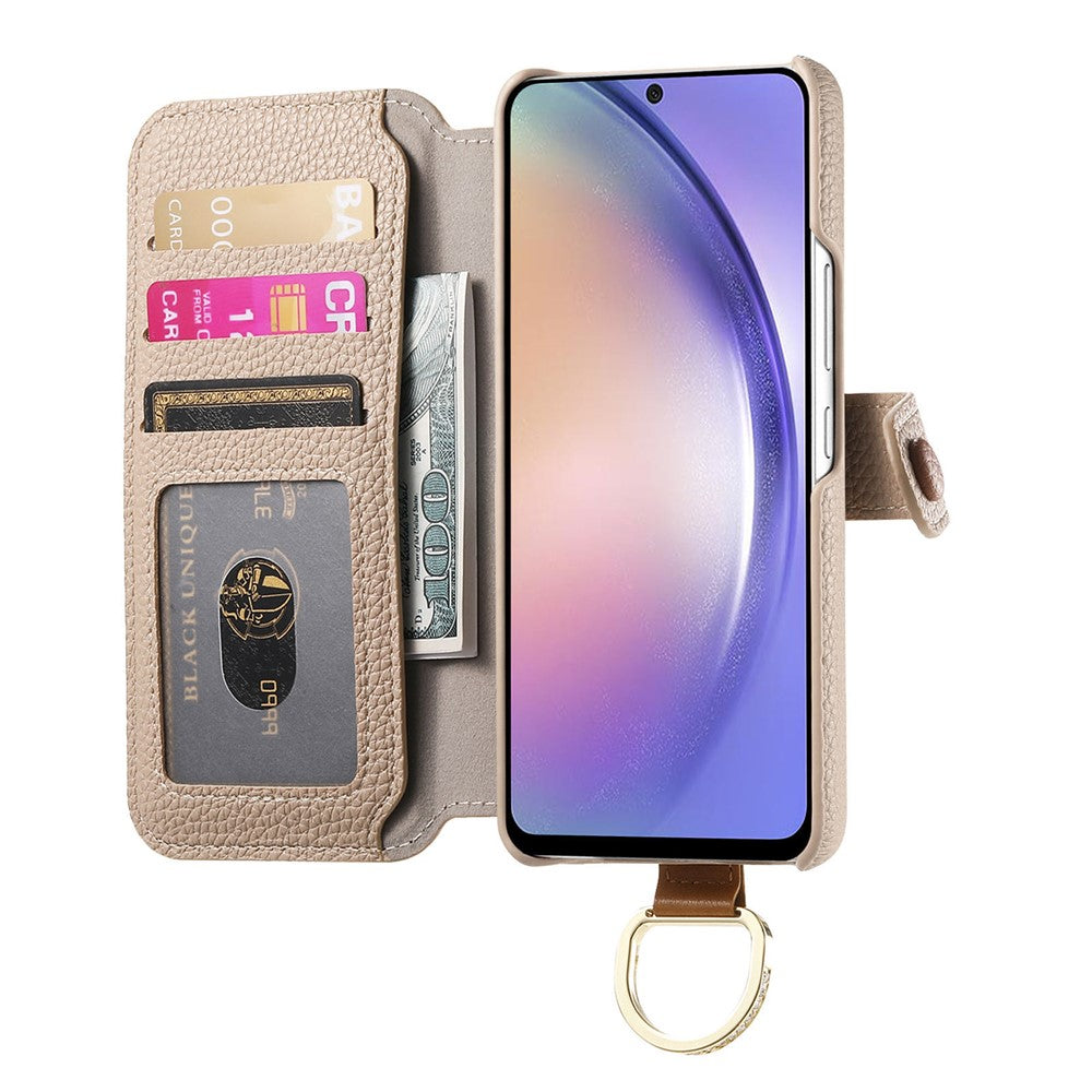 Til Samsung Galaxy A55 5G Cover RFID Blokerende Lynlås Pung PU Læder Mobilcover