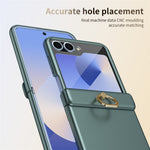 For Samsung Galaxy Z Flip5 5G Case with Tempered Glass Film Ring Holder Kickstand PC Phone Cover