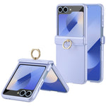 For Samsung Galaxy Z Flip5 5G Case with Tempered Glass Film Ring Holder Kickstand PC Phone Cover