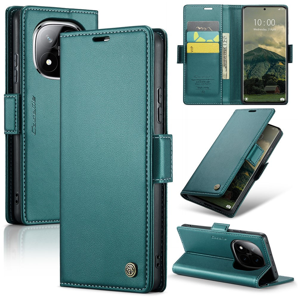CASEME For Xiaomi Redmi Note 14 Pro+ 5G / 14 Pro 5G / Poco X7 5G Leather Case  023 RFID Blocking 3 Card Slot Mobile Cover