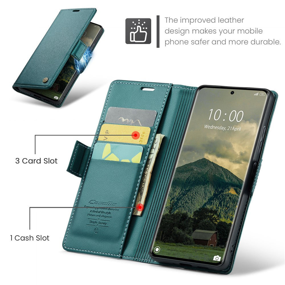 CASEME For Xiaomi Redmi Note 14 Pro+ 5G / 14 Pro 5G / Poco X7 5G Leather Case  023 RFID Blocking 3 Card Slot Mobile Cover