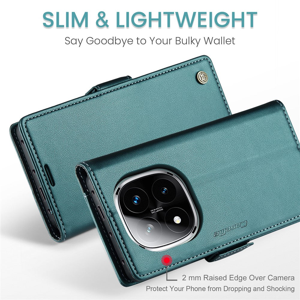 CASEME For Xiaomi Redmi Note 14 Pro+ 5G / 14 Pro 5G / Poco X7 5G Leather Case  023 RFID Blocking 3 Card Slot Mobile Cover