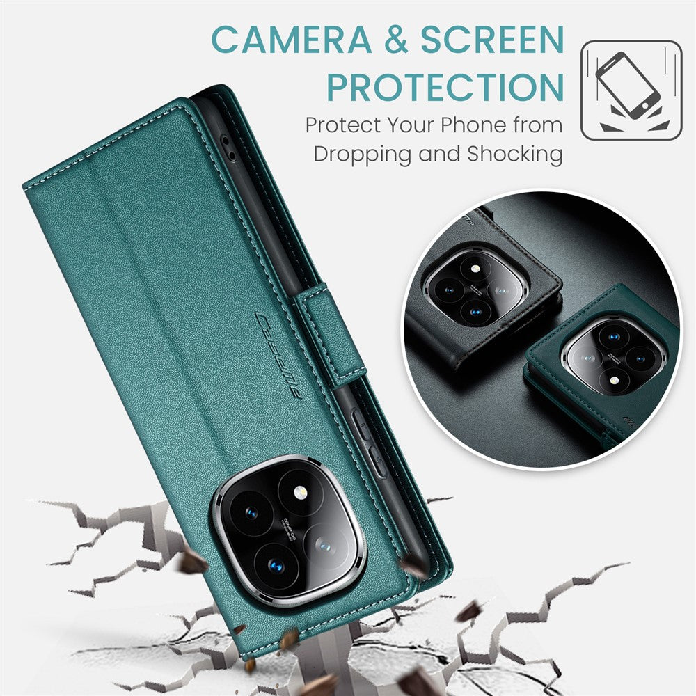 CASEME For Xiaomi Redmi Note 14 Pro+ 5G / 14 Pro 5G / Poco X7 5G Leather Case  023 RFID Blocking 3 Card Slot Mobile Cover