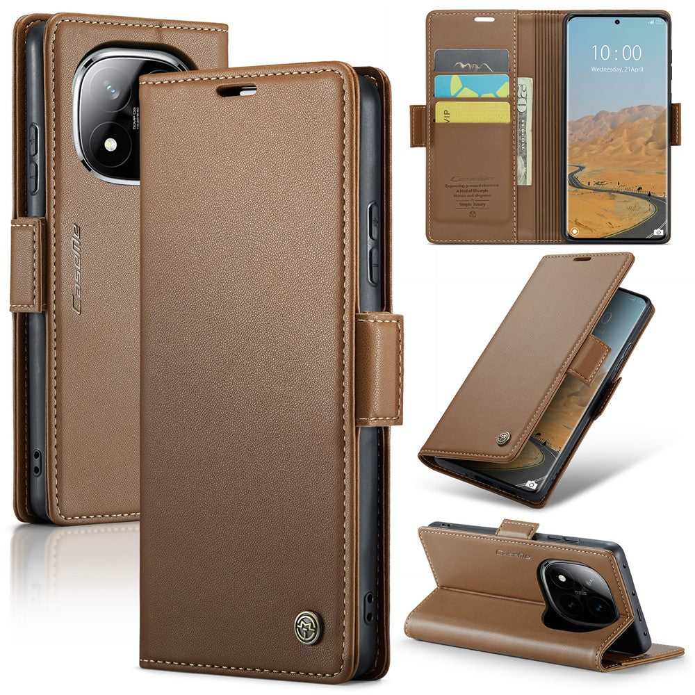 CASEME For Xiaomi Redmi Note 14 Pro+ 5G / 14 Pro 5G / Poco X7 5G Leather Case  023 RFID Blocking 3 Card Slot Mobile Cover