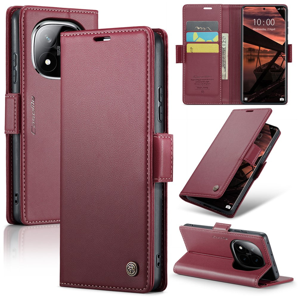 CASEME For Xiaomi Redmi Note 14 Pro+ 5G / 14 Pro 5G / Poco X7 5G Leather Case  023 RFID Blocking 3 Card Slot Mobile Cover