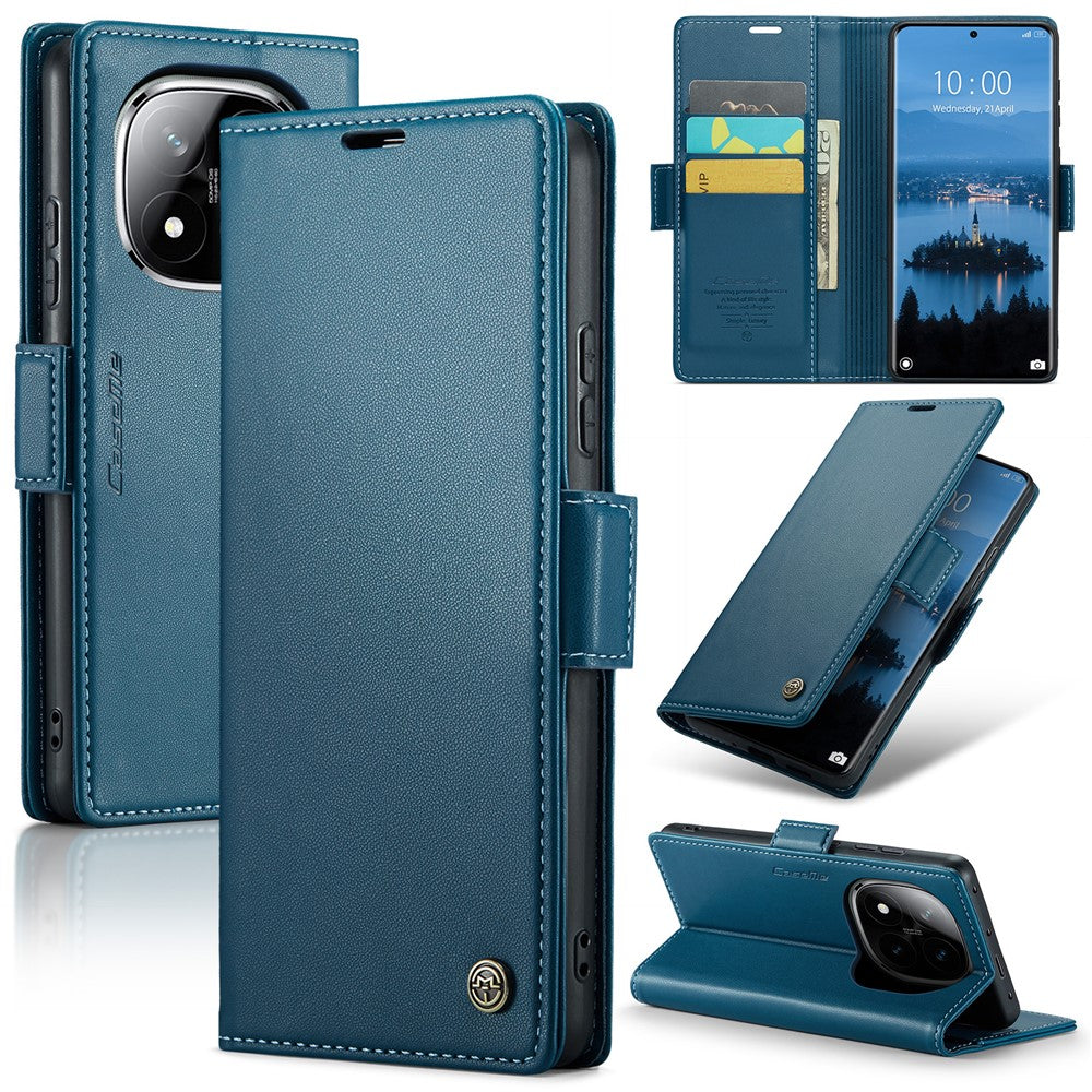 CASEME For Xiaomi Redmi Note 14 Pro+ 5G / 14 Pro 5G / Poco X7 5G Leather Case  023 RFID Blocking 3 Card Slot Mobile Cover