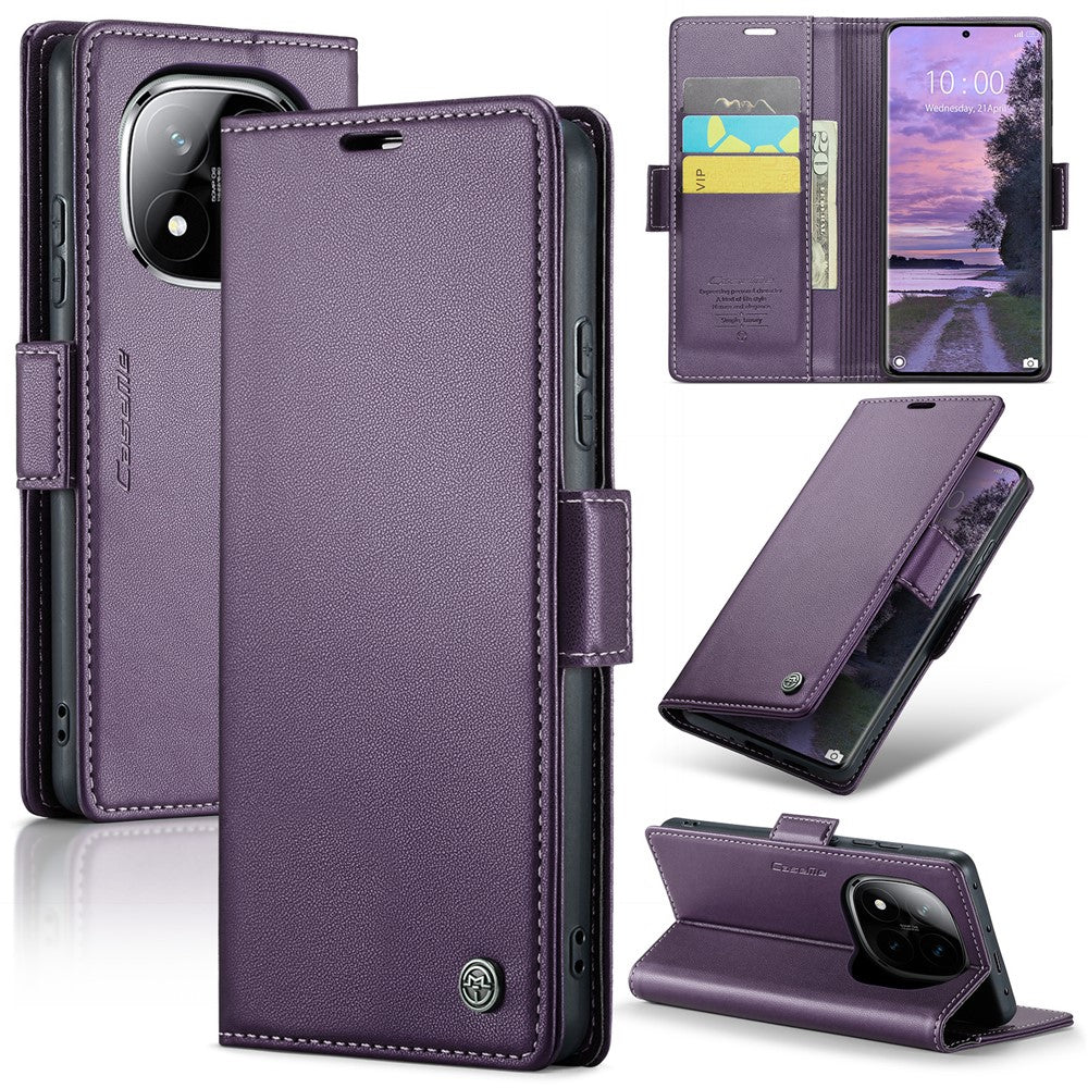 CASEME For Xiaomi Redmi Note 14 Pro+ 5G / 14 Pro 5G / Poco X7 5G Leather Case  023 RFID Blocking 3 Card Slot Mobile Cover