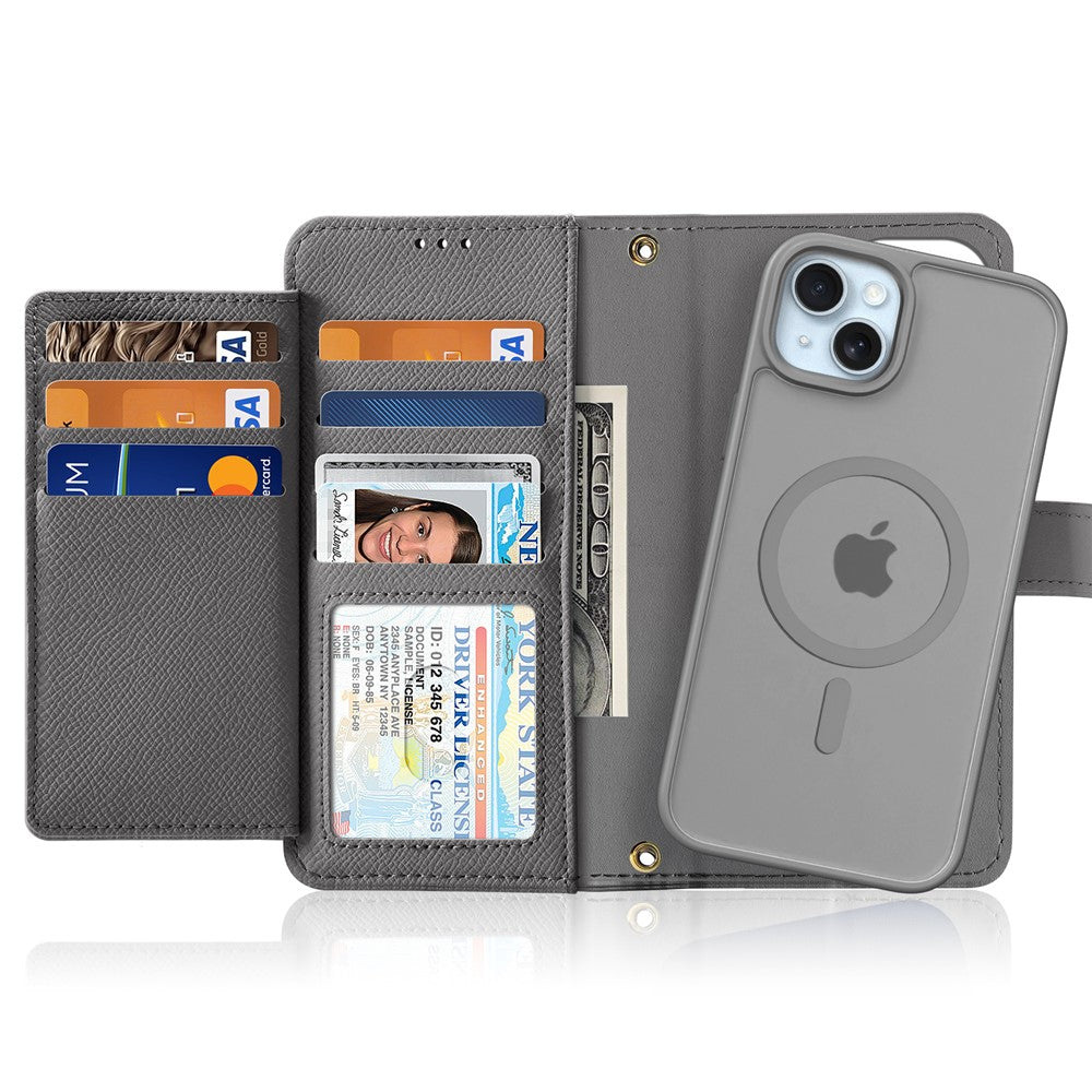 DUX DUCIS For iPhone 15 Plus Case  Lawa Series Detachable Magnetic Cowhide Leather Cover Zipper Wallet