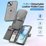 DUX DUCIS For iPhone 15 Plus Case  Lawa Series Detachable Magnetic Cowhide Leather Cover Zipper Wallet