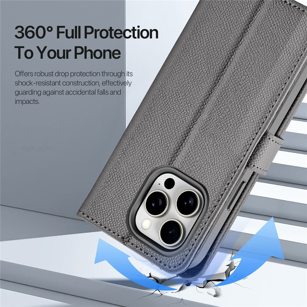 DUX DUCIS For iPhone 15 Pro Case Lawa Series Detachable Magnetic Cowhide Leather Cover Zipper Wallet