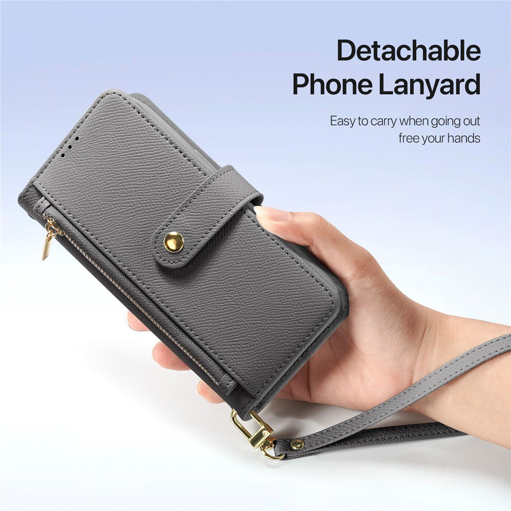 DUX DUCIS For iPhone 15 Pro Case Lawa Series Detachable Magnetic Cowhide Leather Cover Zipper Wallet