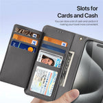 DUX DUCIS For iPhone 15 Pro Case Lawa Series Detachable Magnetic Cowhide Leather Cover Zipper Wallet