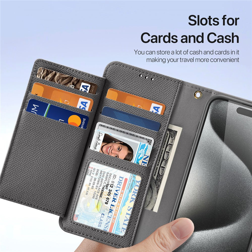 DUX DUCIS For iPhone 15 Pro Case Lawa Series Detachable Magnetic Cowhide Leather Cover Zipper Wallet