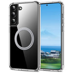 For Samsung Galaxy S22 5G Phone Magnetic Case TPU+PC Clear Back Cover