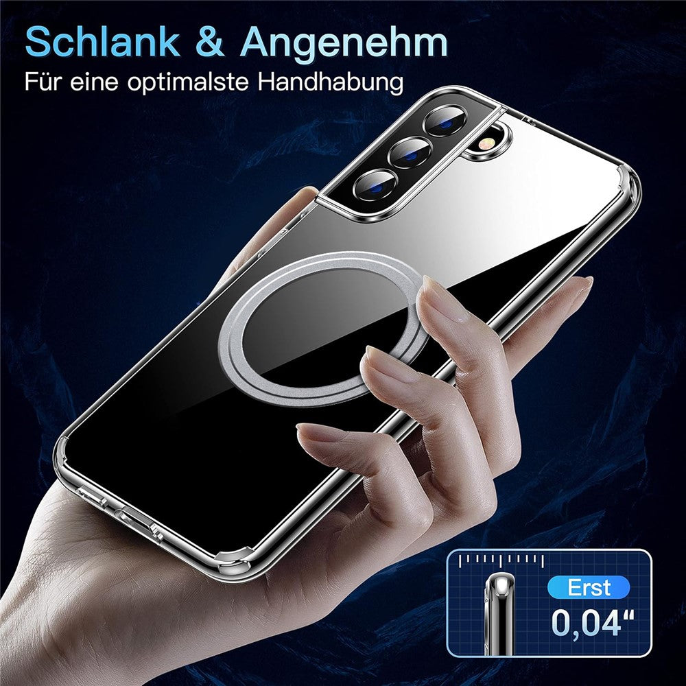 For Samsung Galaxy S22 5G Phone Magnetic Case TPU+PC Clear Back Cover
