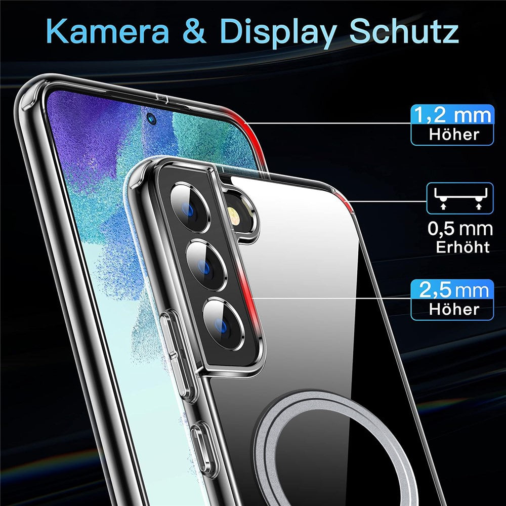 For Samsung Galaxy S22 5G Phone Magnetic Case TPU+PC Clear Back Cover