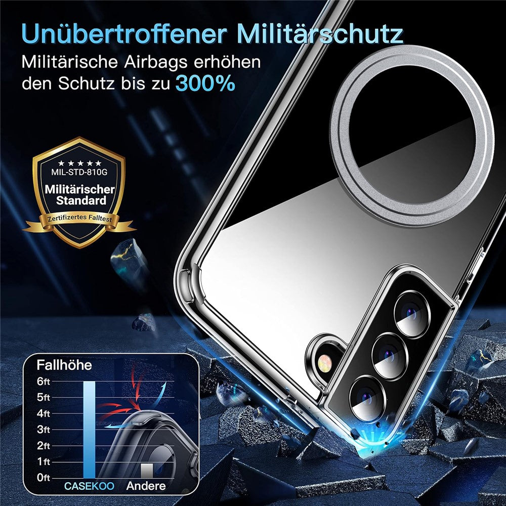 For Samsung Galaxy S22 5G Phone Magnetic Case TPU+PC Clear Back Cover