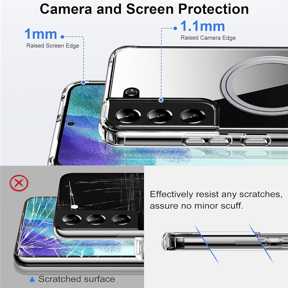 For Samsung Galaxy S22 5G Phone Magnetic Case TPU+PC Clear Back Cover