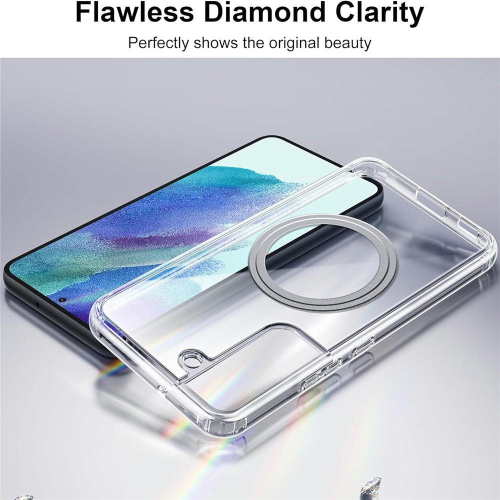 For Samsung Galaxy S22 5G Phone Magnetic Case TPU+PC Clear Back Cover