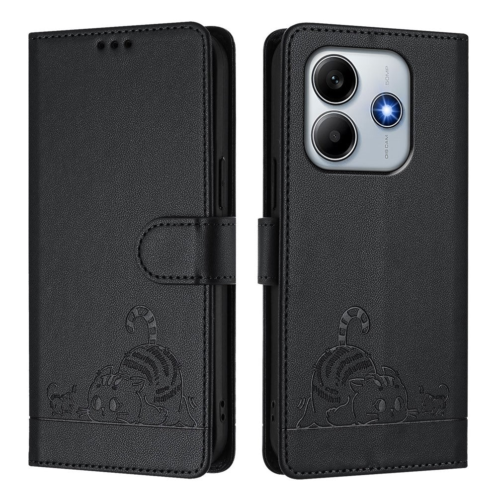 For Xiaomi Redmi Note 14 5G Case with Strap RFID Blocking Leather Wallet Phone Cover Cat Mouse Pattern