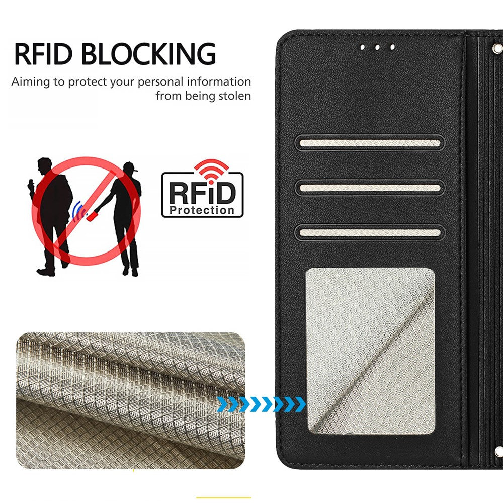 For Xiaomi Redmi Note 14 5G Case with Strap RFID Blocking Leather Wallet Phone Cover Cat Mouse Pattern