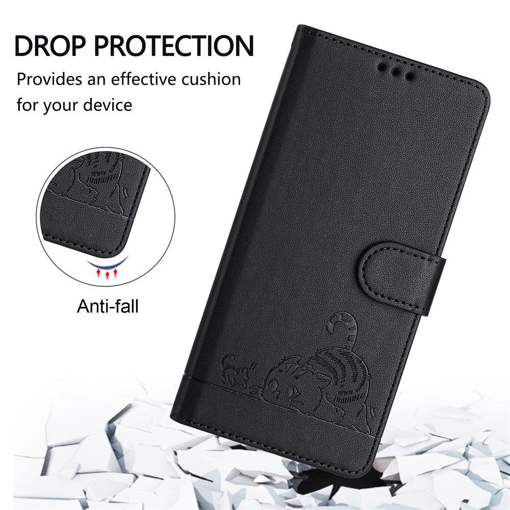For Xiaomi Redmi Note 14 5G Case with Strap RFID Blocking Leather Wallet Phone Cover Cat Mouse Pattern