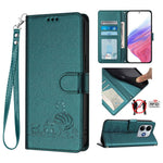 For Xiaomi Redmi Note 14 5G Case with Strap RFID Blocking Leather Wallet Phone Cover Cat Mouse Pattern