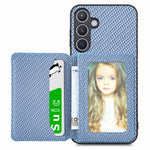 For Samsung Galaxy S25 Case RFID Blocking Carbon Fiber Leather Phone Back Cover with Card Holder