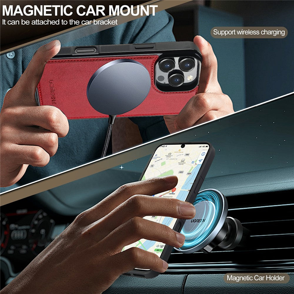 LC.IMEEKE Til iPhone 16 Pro Magnetisk Etui Kompatibel med MagSafe Læder+TPU Bagcover