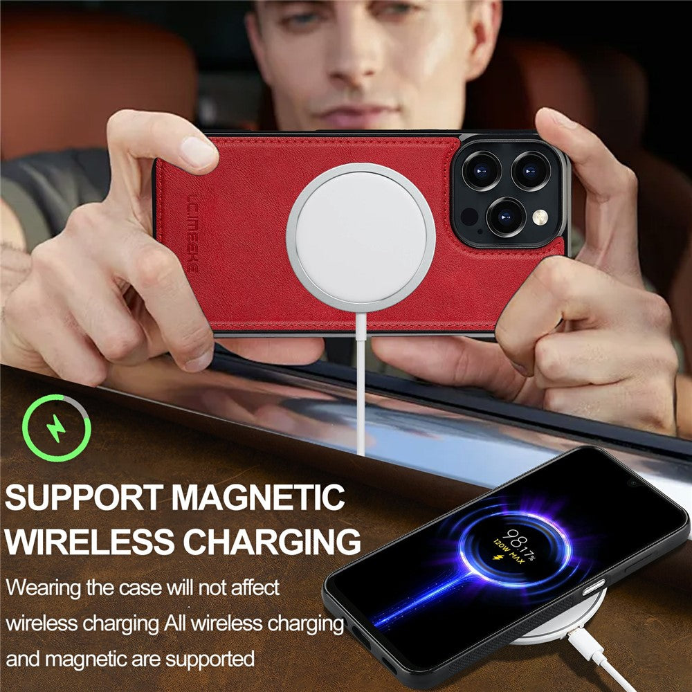 LC.IMEEKE Til iPhone 16 Pro Magnetisk Etui Kompatibel med MagSafe Læder+TPU Bagcover