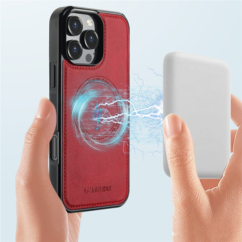 LC.IMEEKE Til iPhone 16 Pro Magnetisk Etui Kompatibel med MagSafe Læder+TPU Bagcover