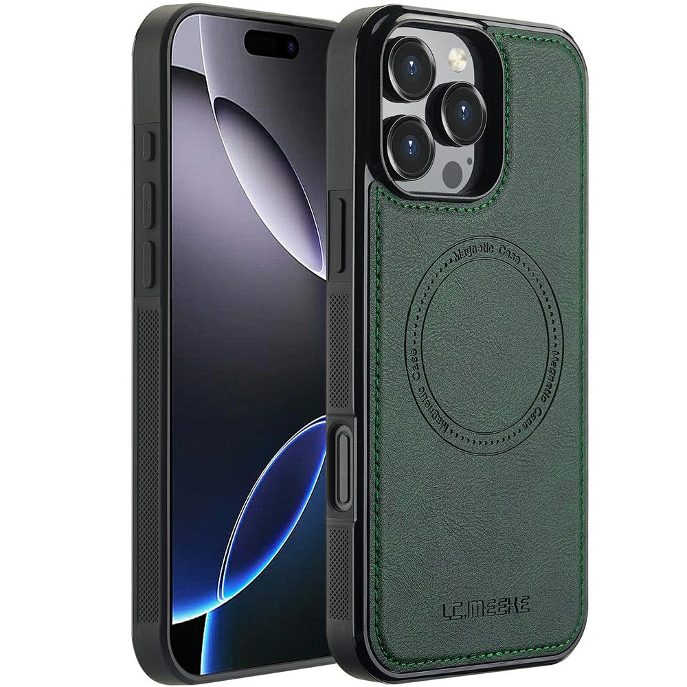 LC.IMEEKE Til iPhone 16 Pro Magnetisk Etui Kompatibel med MagSafe Læder+TPU Bagcover
