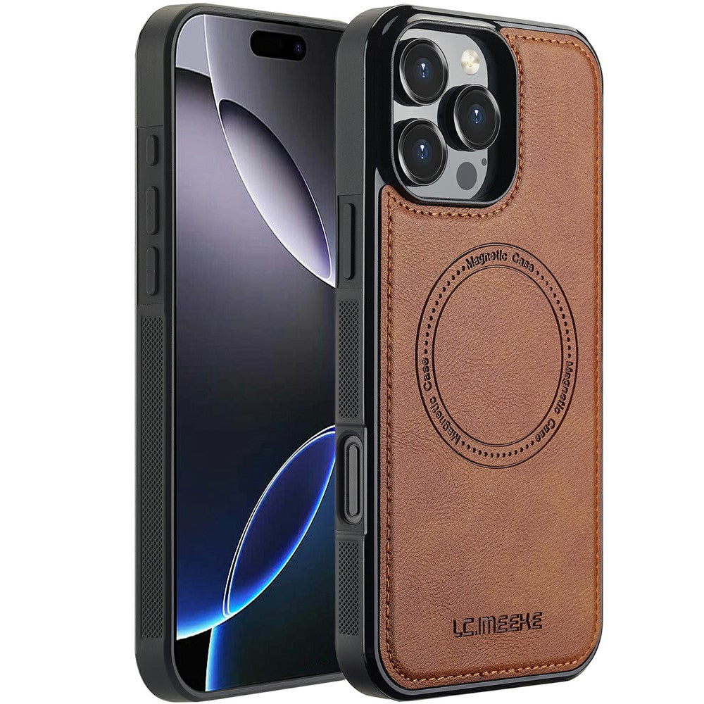 LC.IMEEKE Til iPhone 16 Pro Magnetisk Etui Kompatibel med MagSafe Læder+TPU Bagcover